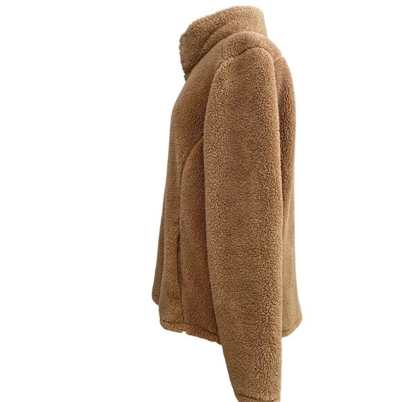 Cloudveil Unisex XL Tan teddy faux Sherpa Fleece Zip-Up Teddy Jacket Shaket cozy - Picture 4 of 14